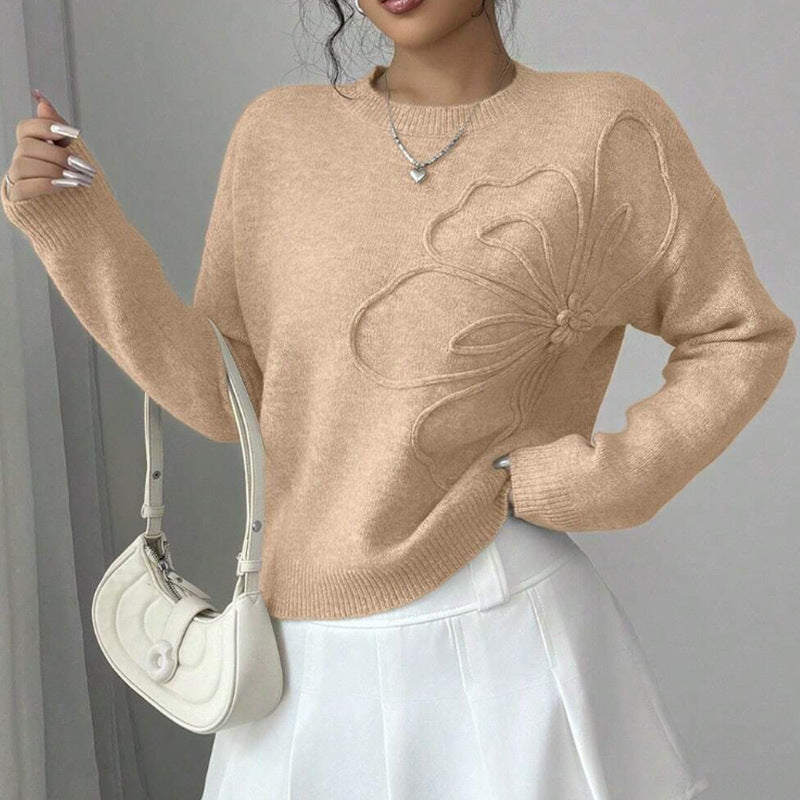 Robyn | Sculpted-Flower Knit Sweater