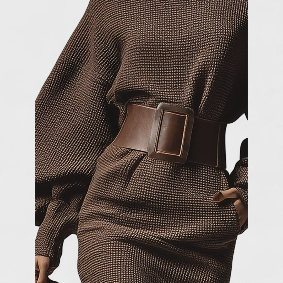 Coletta | Short Knit Dress with Structured Belt