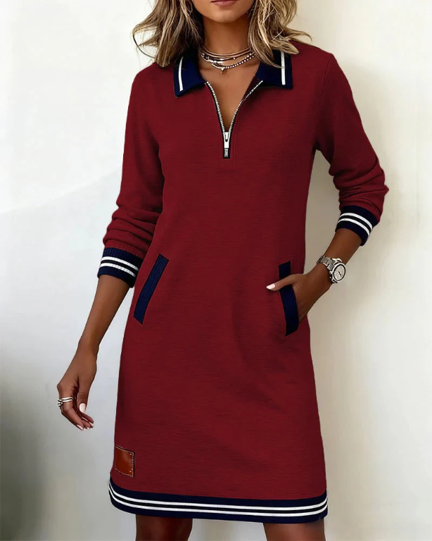 Isabelle | Elegant Zip-Neck Chic Dress