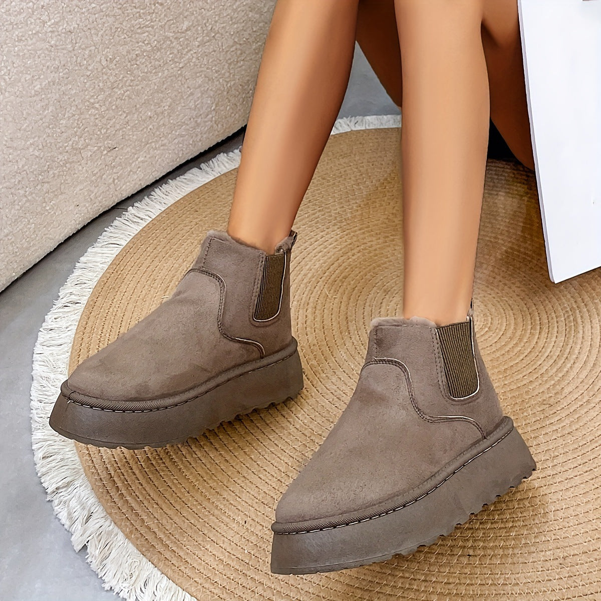 Willow | Comfy Faux Suede Slip-On Snow Short Boots