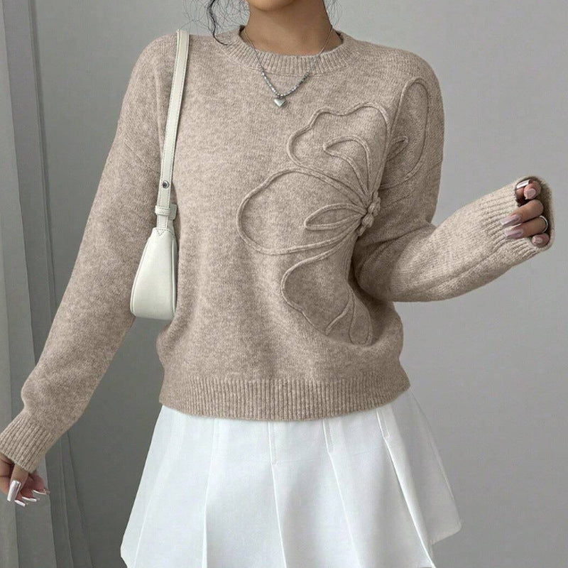 Robyn | Sculpted-Flower Knit Sweater