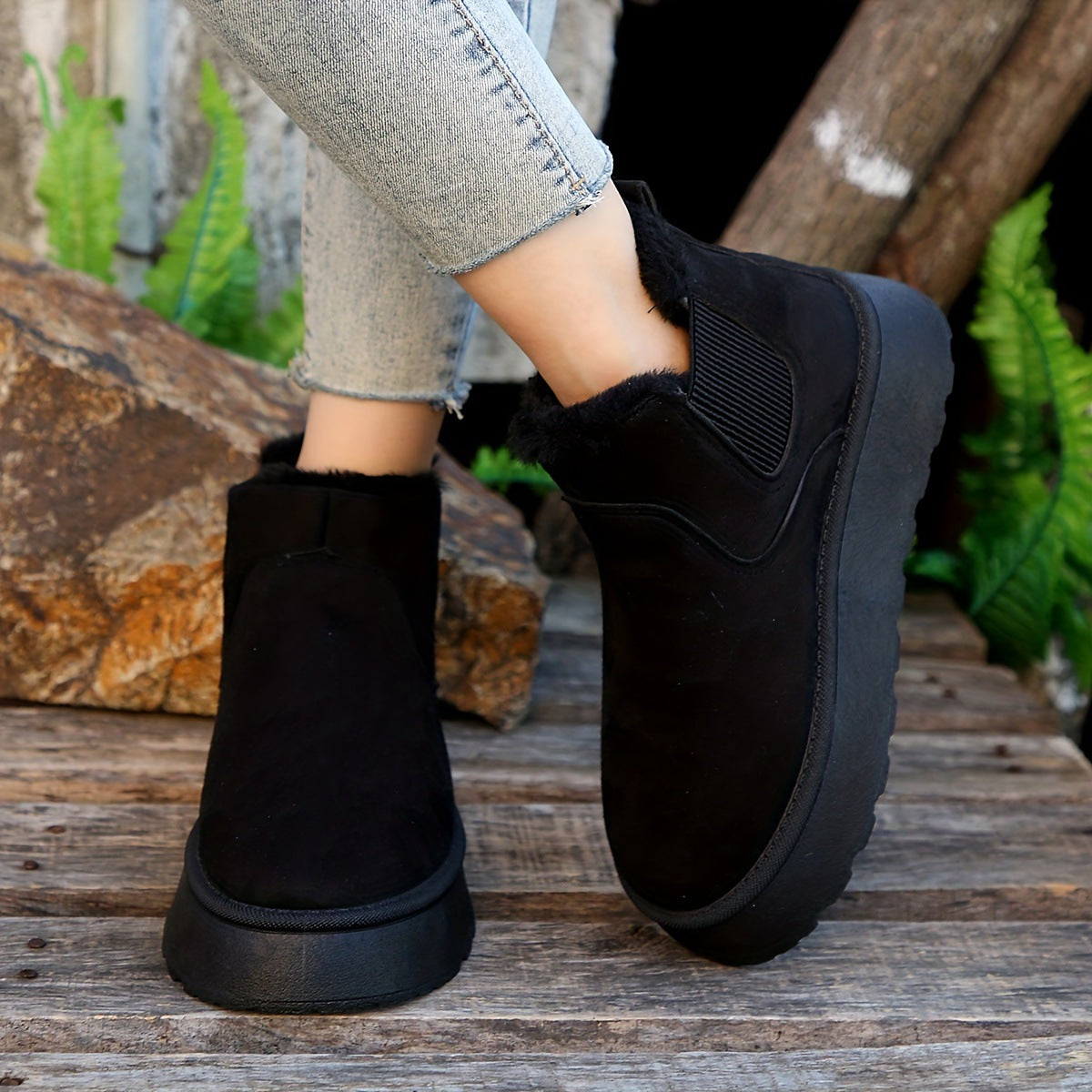 Willow | Comfy Faux Suede Slip-On Snow Short Boots