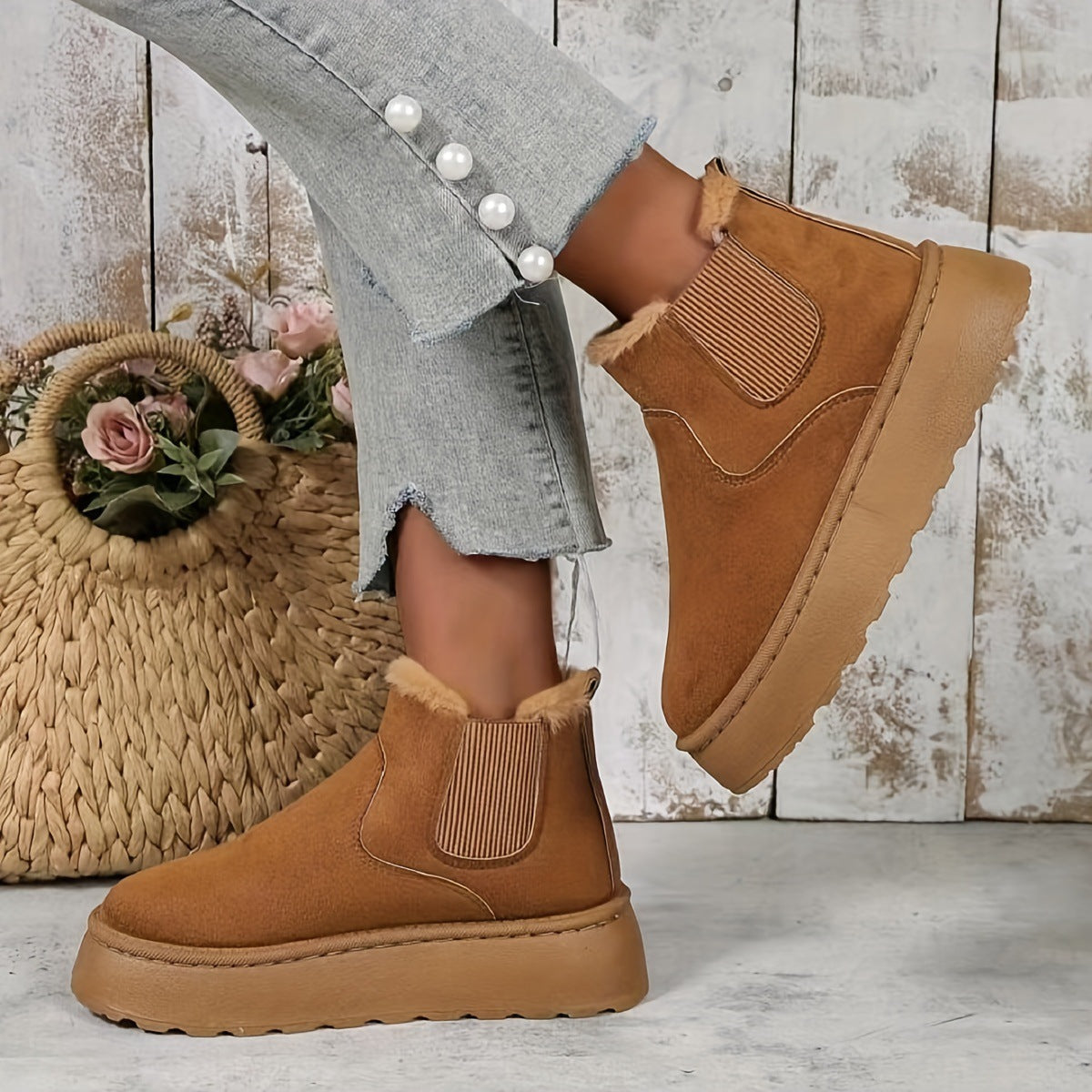 Willow | Comfy Faux Suede Slip-On Snow Short Boots