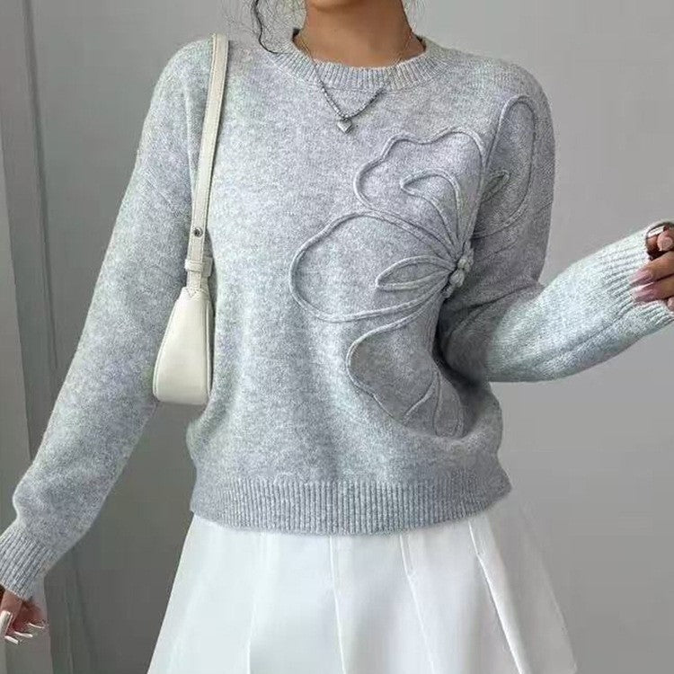 Robyn | Sculpted-Flower Knit Sweater