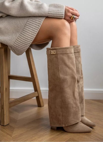 Bella | Khaki Suede Boots