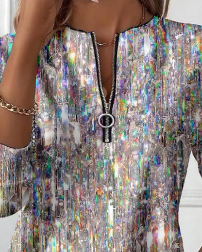 Kira | Art-Inspired Printed Half-Zip Sweatshirt