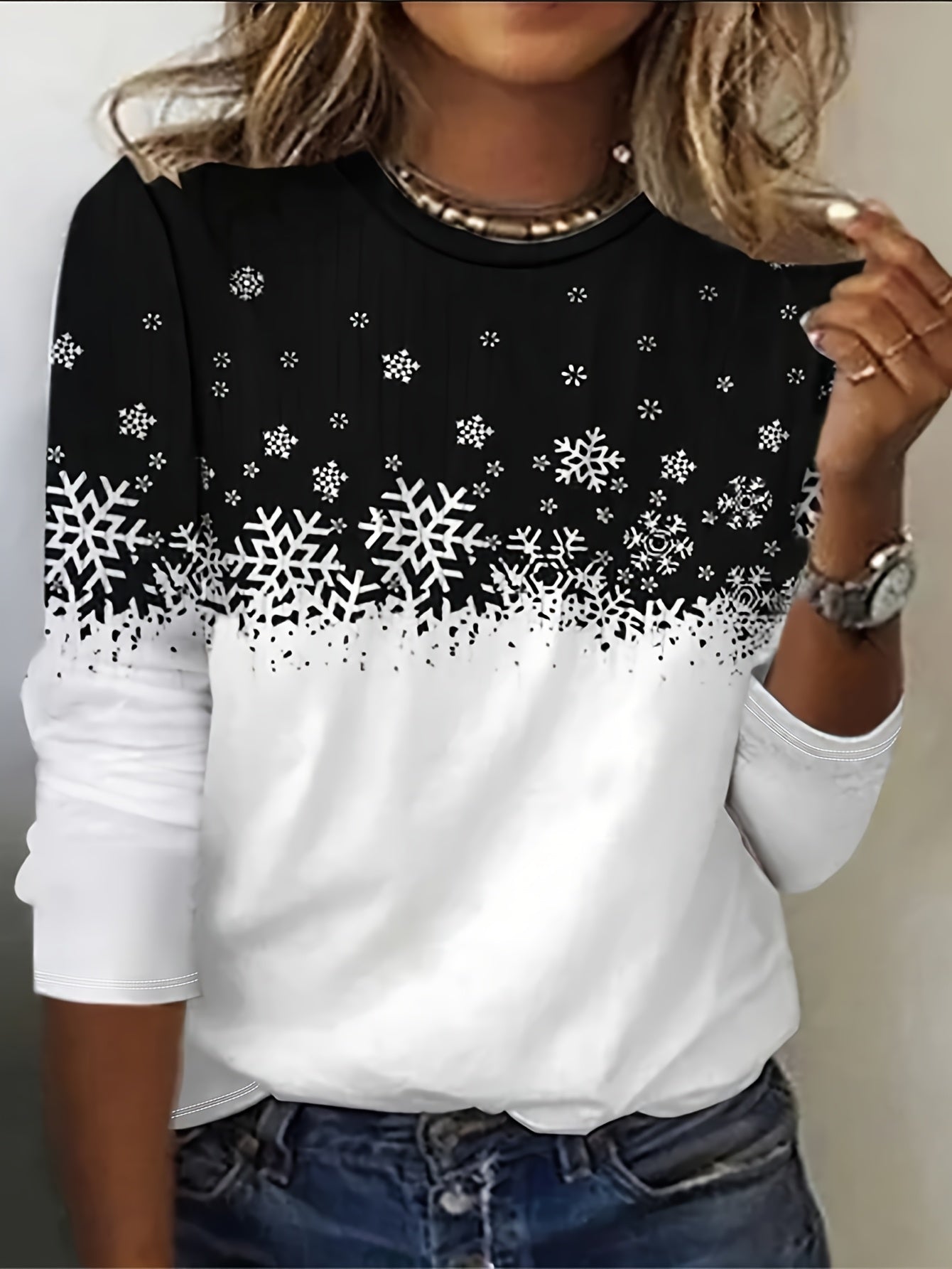 Abbey | Winter Print Long-Sleeve Top