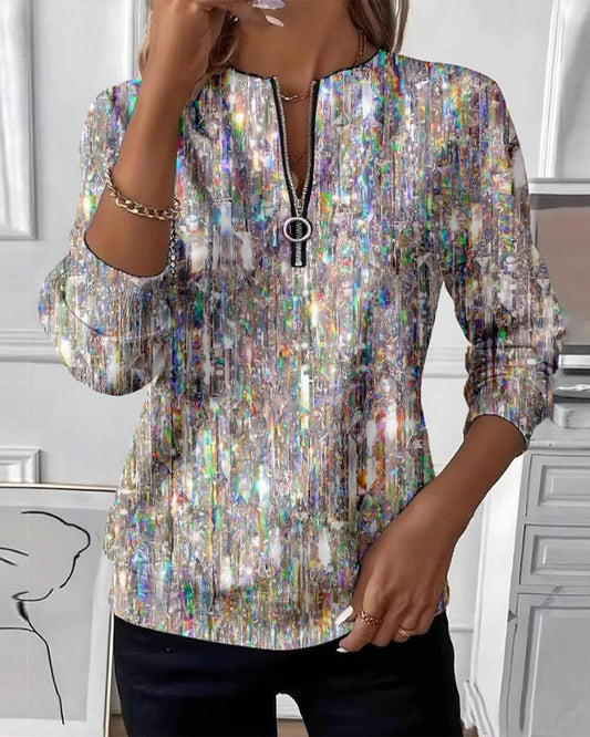 Kira | Art-Inspired Printed Half-Zip Sweatshirt